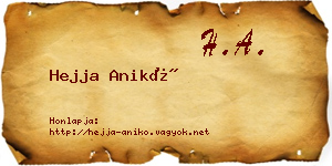 Hejja Anikó névjegykártya